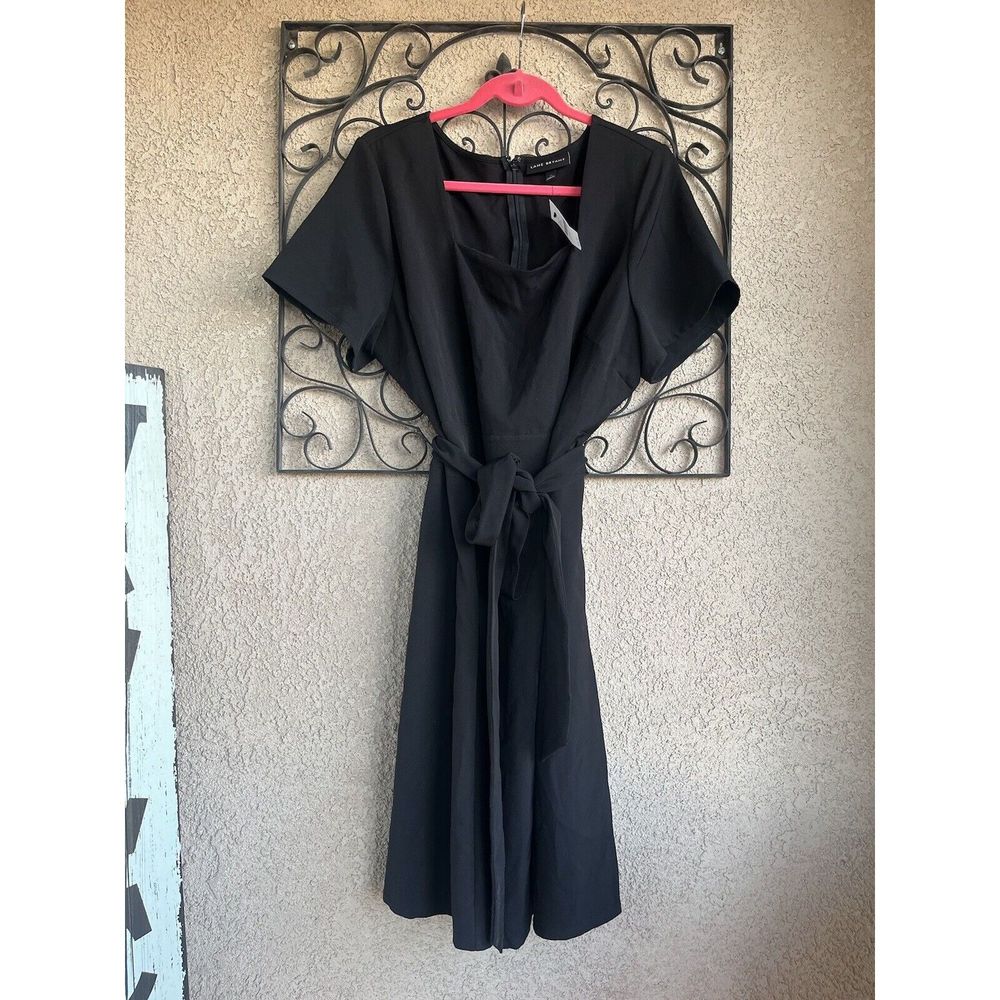 Lane Bryant Black Belted A Line Dress - Size 20 - Black